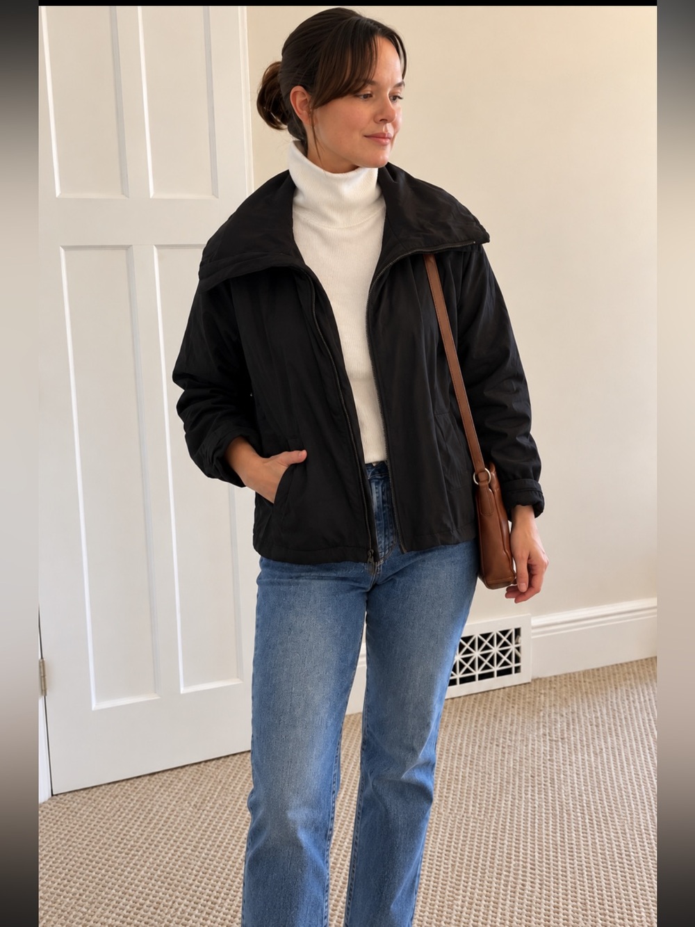 Stella Carakasi Black Lightweight Jacket Oversized Collar Fall